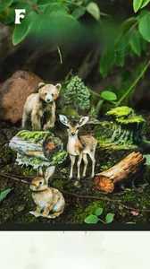 Macro shot of forest animal PET stickers featuring realistic bears and deer for DIY scrapbooking