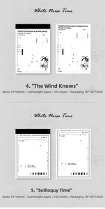 Detailed views of vintage minimalist 70x100mm memo pads with moon and bamboo motifs