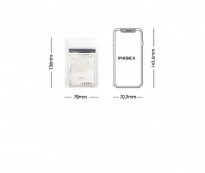Mini notepad with moon phase cover showing 136mm x 78mm size compared to a smartphone
