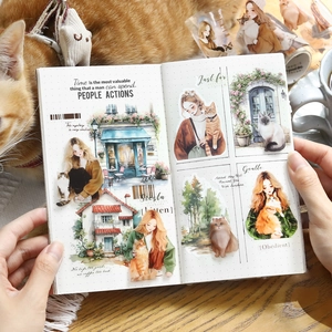 Cute cat and dog theme PET decorative tape for DIY scrapbooking and journal planners