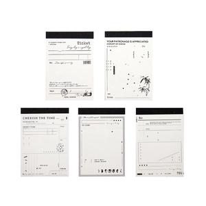 Five sets of vintage white noise paper sticky notes with ticket and check designs