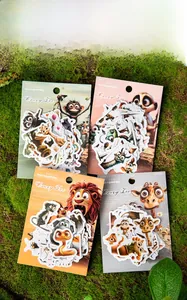 Detail of Forest Animal DIY stickers including lion, monkey and giraffe theme packs