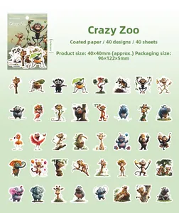Detailed view of 40 unique forest animal stickers showing compact dimensions and material