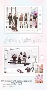 Adesivi PET dettagliati con personaggi anime dark night girl per agende fai-da-te