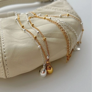 925 Sterling Silver Teardrop Pendant Necklace For Women Minimalist Korean Niche Design Gold Silver Plated Chain Jewelry