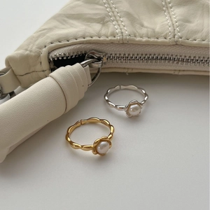 S925 sterling silver sunflower rings with natural freshwater pearls in gold and silver