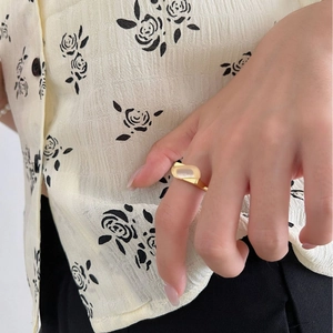 925 Sterling Silver Chalcedony Ring For Women Minimalist Geometric Adjustable Open Finger Ring French Style Vintage Jewelry