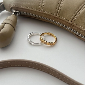 Minimalist gold and silver Cuban chain rings with crystal inlay and open adjustable bands
