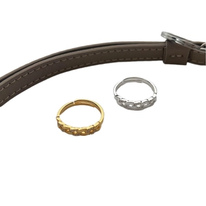 Minimalist Cuban chain adjustable open ring set in gold and silver with cubic zirconia