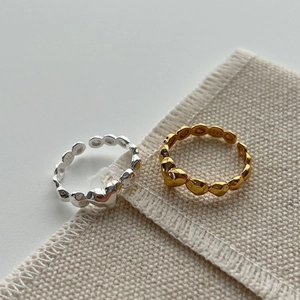 925 Sterling Silver Adjustable Heart Ring Women Korean Minimalist Irregular Geometric Texture Open Ring Gold Silver Jewelry