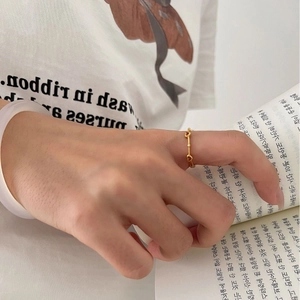 Minimalist 925 sterling silver hollow heart ring in gold finish for women