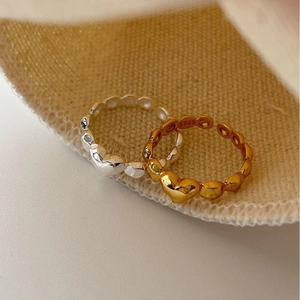 Adjustable S925 sterling silver rings with irregular heart in gold and silver