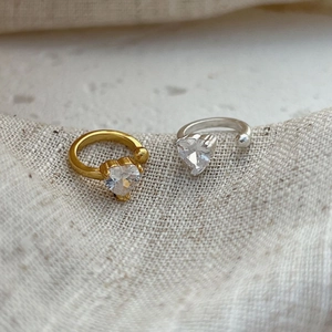925 Sterling Silver Heart Rhinestone Ear Cuff Non Piercing Niche Design Exquisite Clip On Earrings For Women High Sense Jewelry