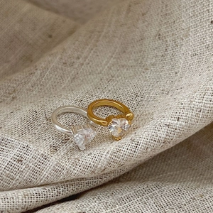 Exquisite 925 sterling silver heart-shaped zircon rings in gold and silver finishes