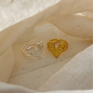 Anelli a cuore minimalisti in argento sterling 925 con texture lavica in oro e argento
