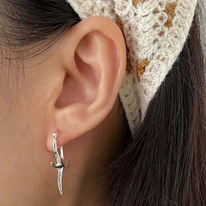 Minimalist S925 sterling silver hoop earrings with abstract cross bird pendants for women
