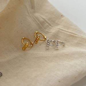 Minimalist 925 sterling silver triple hoop dangle earrings in gold and silver finish