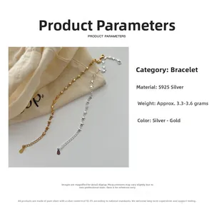Detail specifications for S925 sterling silver star bracelet in gold and silver finish