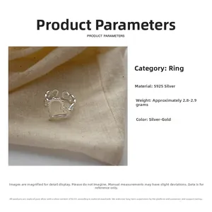 Spécifications de la bague chaine cœur évidée en argent S925 pesant 2,8g