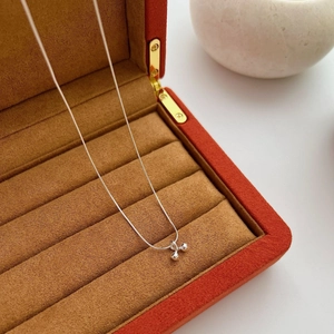 S925 sterling silver handmade cherry pendant necklace displayed in a premium jewelry box