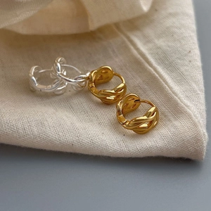Boucles d'Oreilles Créoles Torsadées en Argent Sterling 925 pour Femme Design Nœud Minimaliste Français Fermoir Fer à Cheval Bijoux Polis Cadeau