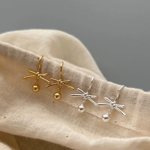 Minimalist 925 sterling silver bow knot earrings in gold and silver finishes