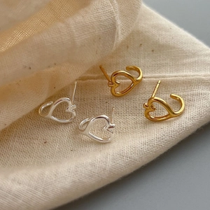 925 Sterling Silver Hollow Heart Hoop Earrings For Women Minimalist Cold Style Geometric Unique Design Silver Gold Jewelry