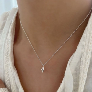 S925 Sterling Silver Geometric Rhombus Pendant Necklace For Women Vintage Minimalist Electroplated Clavicle Chain Jewelry
