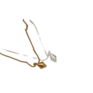 Gold and silver geometric diamond pendant necklaces with sleek minimalist curb chains