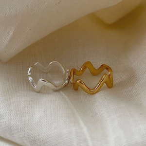 Bagues vagues minimalistes en argent sterling S925 or et argent sur tissu en lin