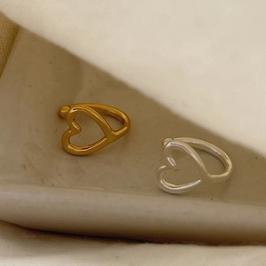 S925 Sterling Silver Hollow Heart Ear Cuffs For Women Minimalist U-Shaped Non-Pierced Earrings Heart Shape Jewelry Gift