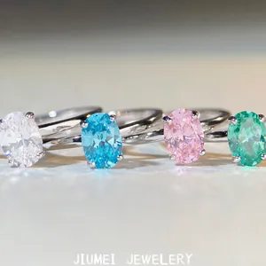 S925 Sterling Silver Oval Cut Rhinestone Ring For Women Elegant 1 Carat High Carbon Diamond Style Engagement Wedding Jewelry