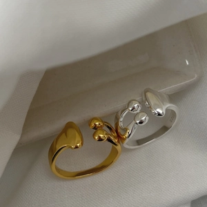 Minimalist 925 sterling silver asymmetrical water drop open rings in gold and silver