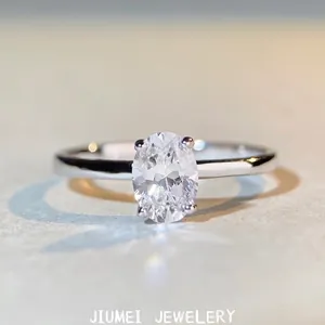 925 Sterling Silver Oval Cut Zirconia Ring Elegant Four Claw Minimalist Anniversary Wedding Promise Ring For Women Jewelry