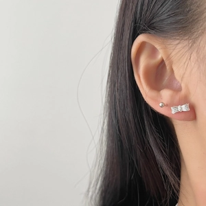 Boucles d'oreilles nœud papillon en argent sterling S925 avec pierres de zircone cubique
