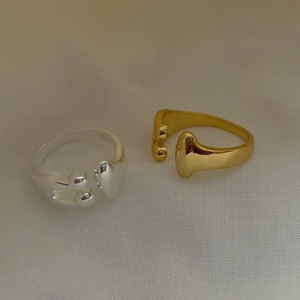 Minimalist 925 sterling silver asymmetrical open drop rings in gold and silver finish