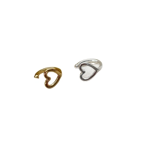 Minimalist S925 sterling silver hollow heart earrings in gold and silver finish