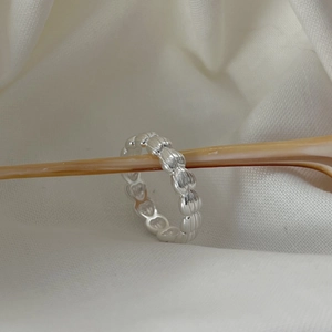 Elegant S925 sterling silver beaded ring with adjustable open band for women