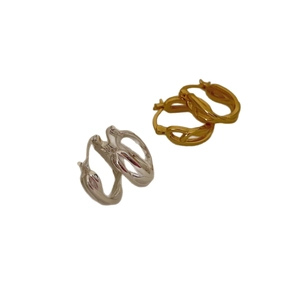 Minimalist 925 sterling silver twisted hoop earrings in gold and silver finishes