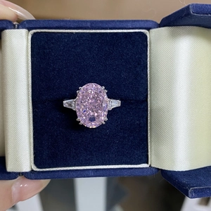 Anillo de Plata de Ley 925 con Diamantes de Imitación Rosas Talla Ovalada Tres Piedras Anillo de Compromiso Geométrico para Mujer Joyería