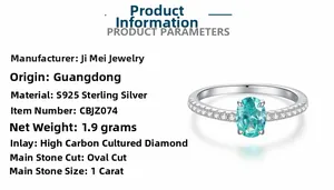Vue macro de la bague en argent S925 avec pierre de paraiba bleu-vert de taille ovale