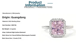 Macro shot of 3ct pink lab-grown diamond on an S925 silver ring with rope texture details