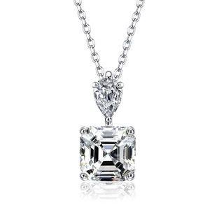 S925 sterling silver necklace featuring square and teardrop high carbon diamond pendants