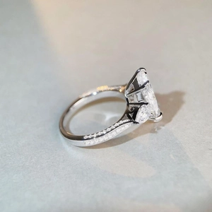 7 Carat marquise cut carbon diamond ring in 925 sterling silver with side stones