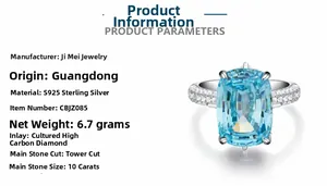 Details von 10ct blauem Saphir-Simulanten in S925 Sterlingsilber mit Pagodenschliff