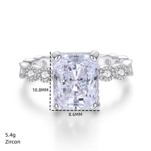 Spécifications de taille de bague en zircone radiant avec pierre de 10,8 mm