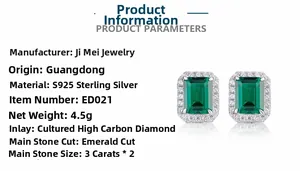 Détails des boucles d'oreilles en argent 925 avec pierres 3ct et coupe émeraude