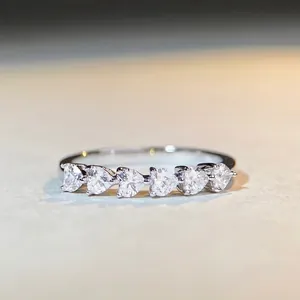 Minimalist 925 Sterling Silver Heart Zirconia Ring For Women Sparkling Full Diamond Inlaid Fashion Finger Ring Jewelry Gift