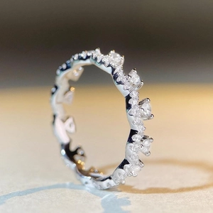 Sparkling S925 sterling silver lace ring with micro-pave cubic zirconia stones for women