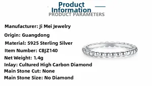 Detail of S925 sterling silver bubble ring weighing 1.4g with sparkling carbon diamonds